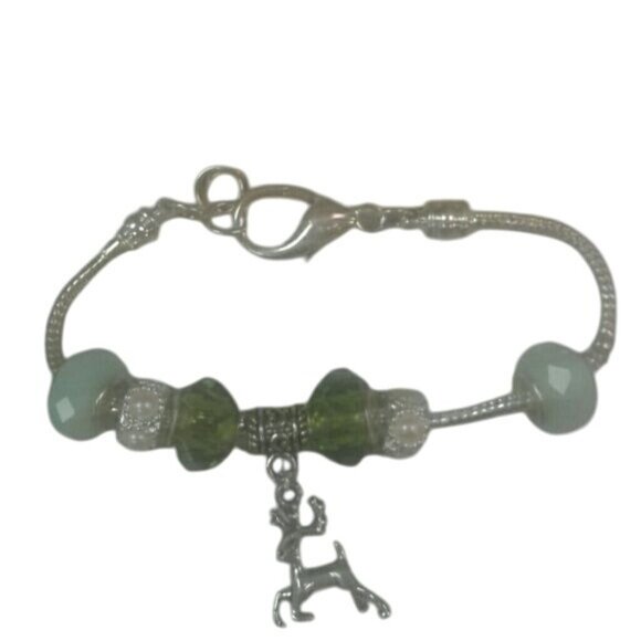 Euro style charm bracelet Deer Reindeer Beads Christmas Holiday Green - Picture 2 of 3